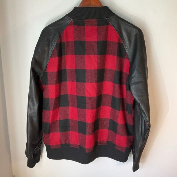 Slate & Stone Buffalo Plaid Wool and Pleather Bomber Jacket, XL  Heritage - Picture 7 of 16